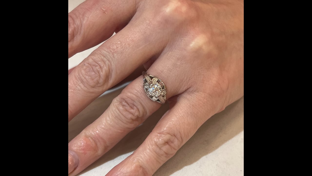 62 Engraved Antique Engagement Ring Art Deco Diamond – Filigree 