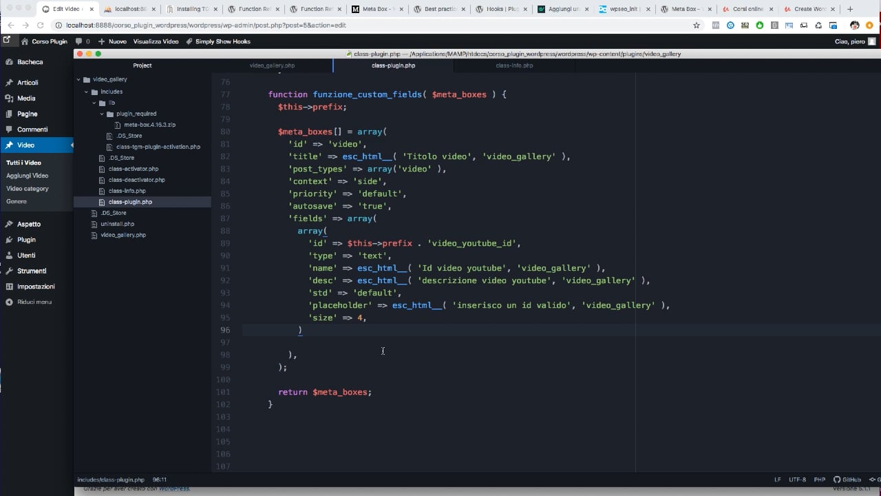 Completiamo il custom fields on Vimeo