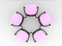 A cherry blossom by chairs