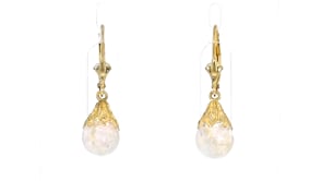 Floating Opal Drop Earrings in 14kt Yellow Gold