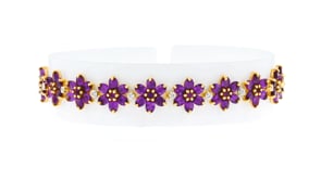 14.90 ct. t.w. Amethyst Flower Bracelet with .10 ct. t.w. White Zircon in 18kt Gold Over Sterling