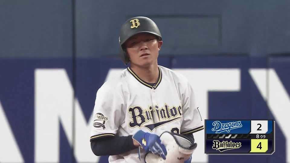 【8回裏】バファローズの育成ルーキー・茶野篤政 支配下へ猛アピール!! ライト線へのタイムリー2ベースヒットで追加点!!  2023年3月21日 オリックス・バファローズ 対 中日ドラゴンズ