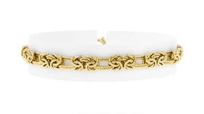 14kt Yellow Gold Flat Byzantine Double-Link Bracelet
