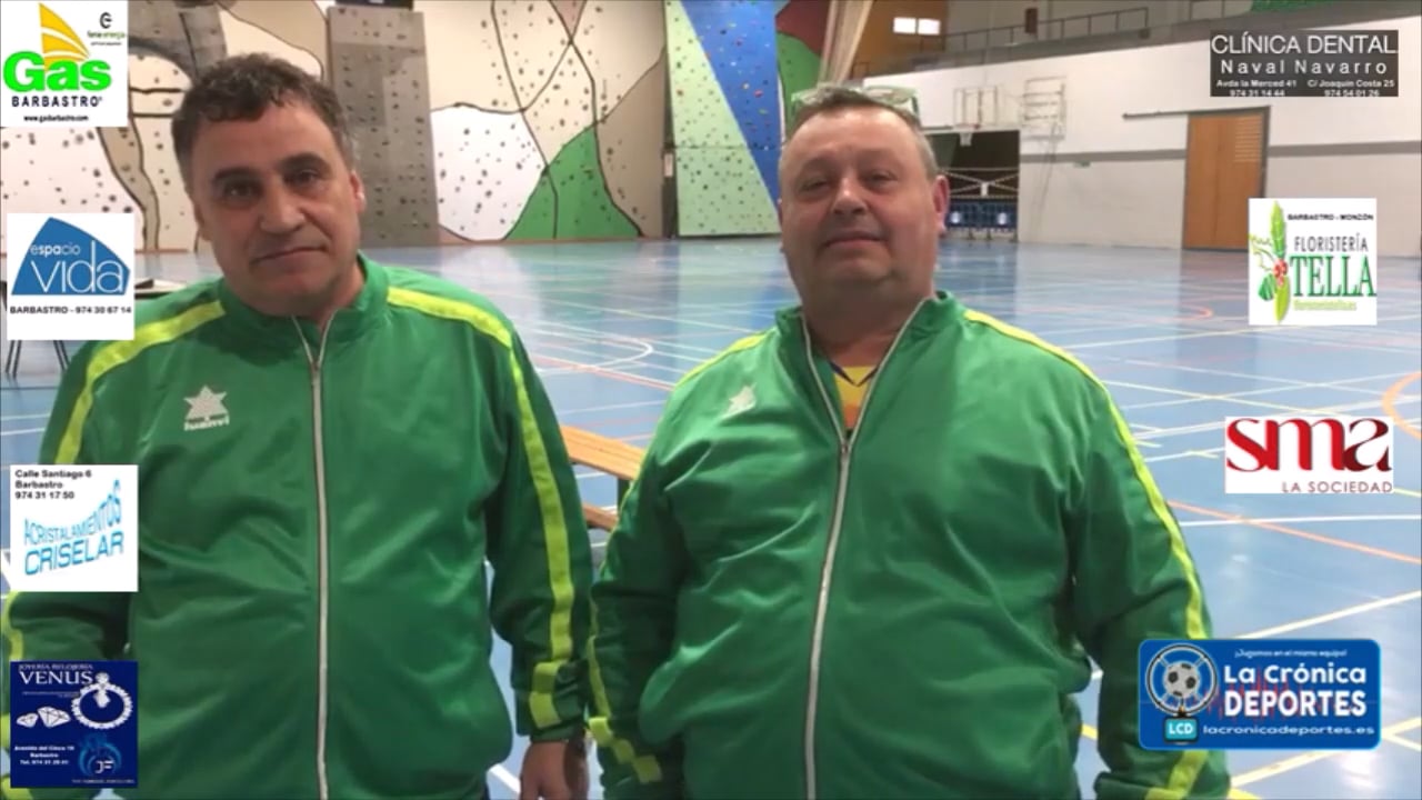 FERNANDO FERNÁNDEZ Y TOÑO VALERIO (1º y 2º Entrenador Equipo Voleibol Femenino SMA Barbastro) Cómoda victoria de la SMA contra el CV Aljafería por 3-0 con parciales de 25-12//25-20//25-8