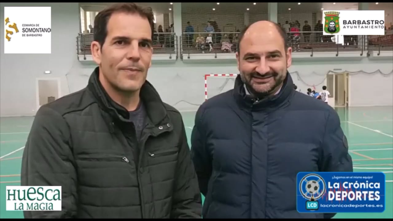 FERNANDO TORRES (Alcalde de Barbastro) DANI GRACIA (Presidente comarca de Somontano) 6ª Liga Comarcal Somontano de Fútbol Sala / Sábado 18.03.2023