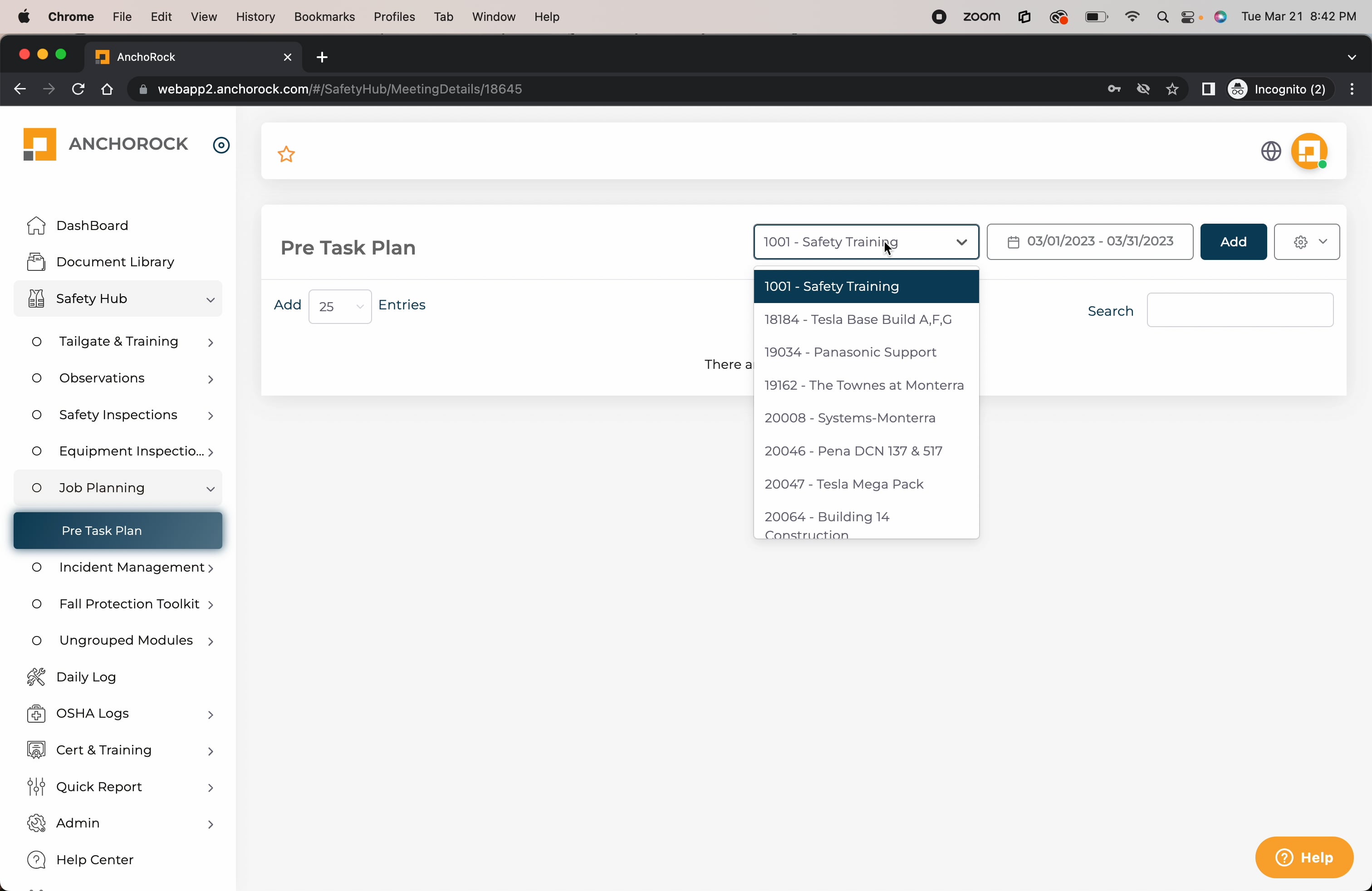 Webapp creating a pre task plan on vimeo