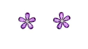 2.00 ct. t.w. Amethyst Flower Earrings in Sterling Silver
