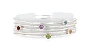 2.30 ct. t.w. Multi-Stone Jewelry Set Five Bangle Bracelets in Sterling Silver