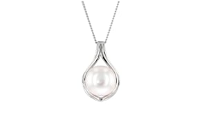 9.5-10mm Cultured Pearl Teardrop Pendant Necklace in Sterling Silver