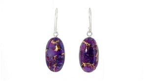 Purple Turquoise Oval Drop Earrings in Sterling Silver