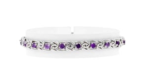 1.80 ct. t.w. Amethyst Byzantine Bracelet in Sterling Silver