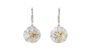 10 ct. t.w. Diamond Sand Dollar Drop Earrings in Sterling Silver with 14kt Yellow Gold