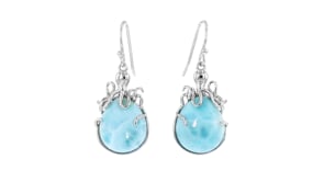 Larimar Octopus Drop Earrings in Sterling Silver