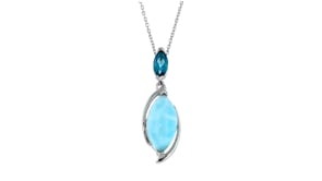 Larimar and .50 Carat London Blue Topaz Necklace in Sterling Silver