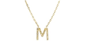 Diamond-Accented Initial Necklace in 18kt Gold Over Sterling