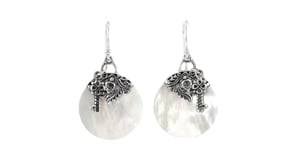 Mother-Of-Pearl Bali-Style Drop Earrings in Sterling Silver