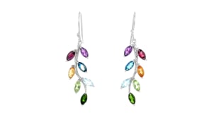 3.10 ct. t.w. Multi-Gemstone Vine Drop Earrings in Sterling Silver