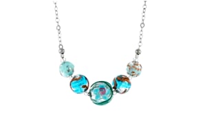 Italian Multicolored Murano Glass Bead Necklace in Sterling Silver