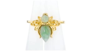 Jade Bumblebee Ring in 18kt Gold Over Sterling