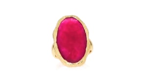 25.00 Carat Pink Quartz Ring in 18kt Gold Over Sterling