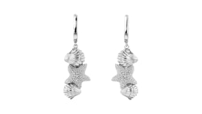 Sterling Silver Seashell and Starfish Drop Earrings