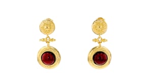 Italian Garnet Floral Drop Earrings in 18kt Gold Over Sterling