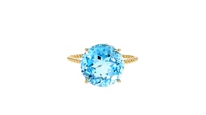 6.50 Carat Sky Blue Topaz Twist Rope Ring in 14kt Yellow Gold