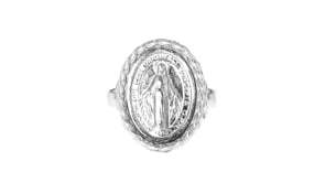 Italian Sterling Silver Miraculous Medal Oval Ring