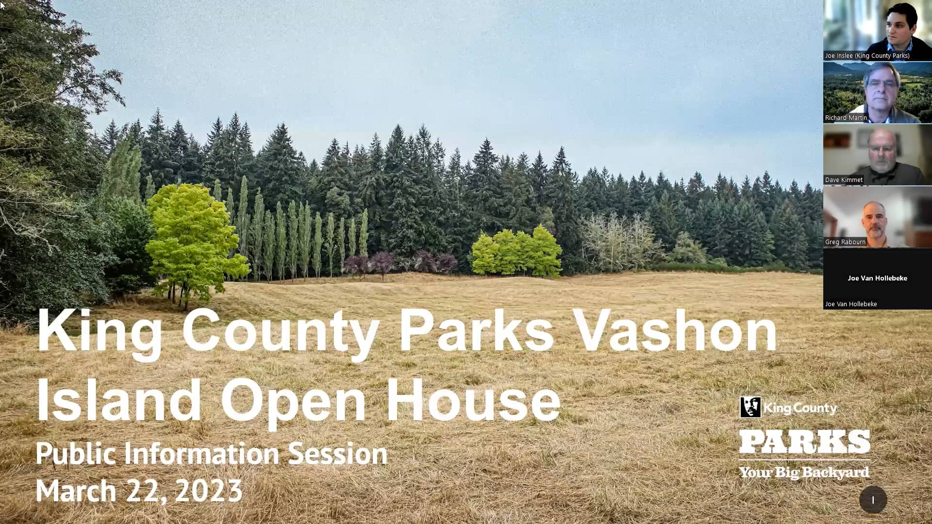 King County Parks Vashon Island Open House March 22, 2023 on Vimeo