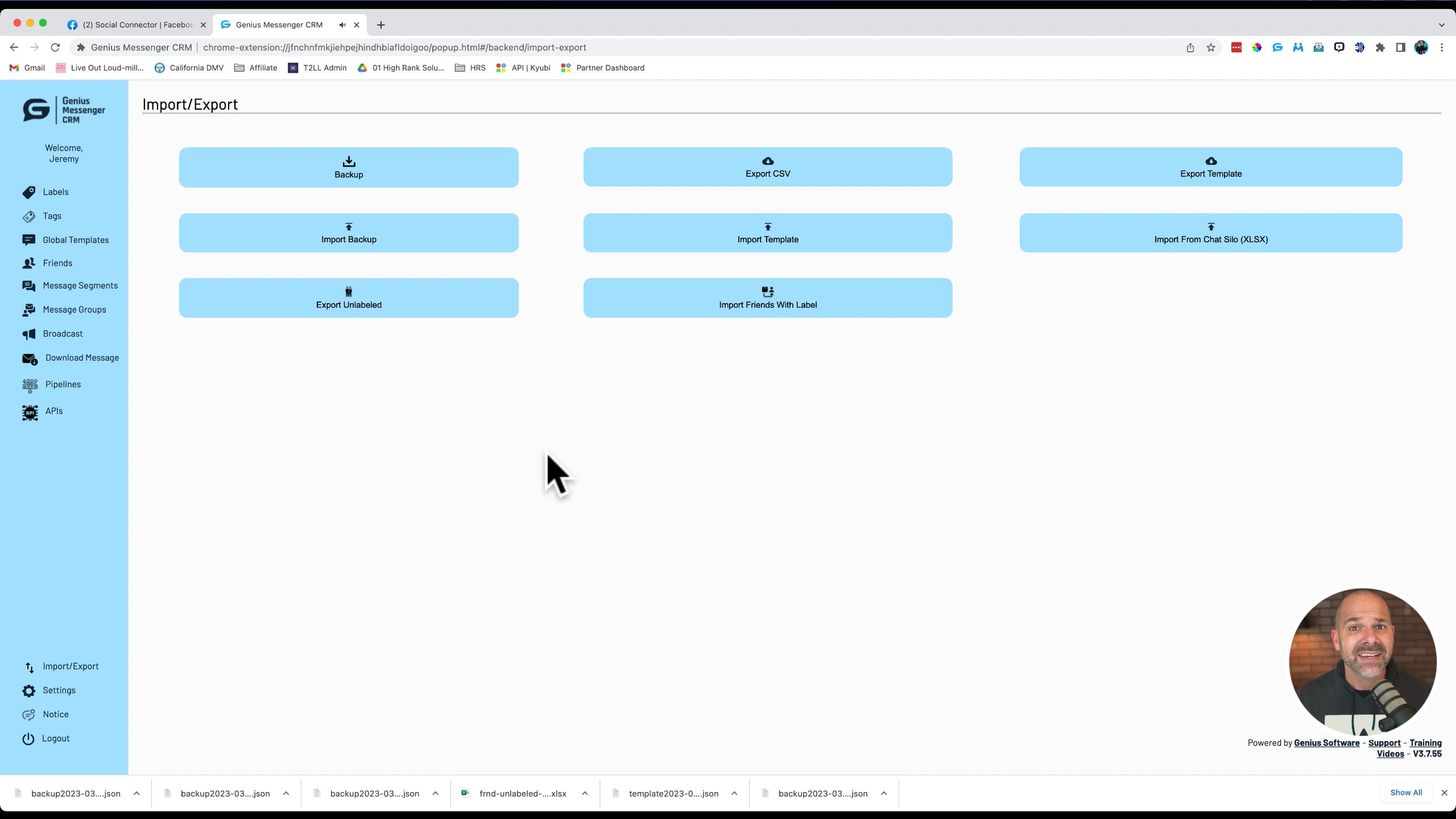 transferring data on Vimeo