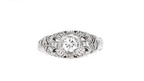 C. 1980 Vintage .75 ct. t.w. Diamond Filigree Ring in 14kt White Gold