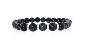 6-8.5mm Black Cultured Pearl and .25 ct. t.w. Diamond Stretch Bracelet in Sterling Silver