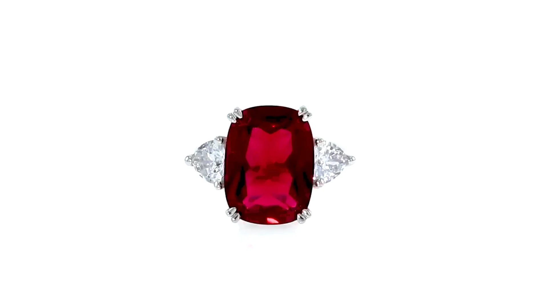 12.70 Carat Simulated Ruby and 1.75 ct. t.w. CZ Ring in Sterling