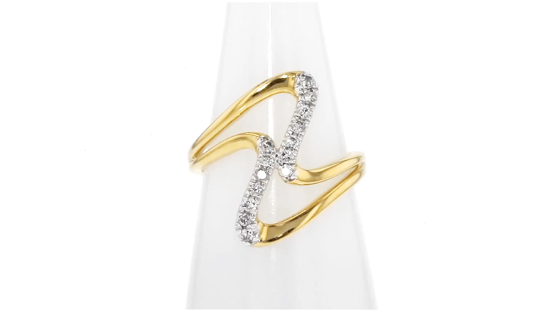 25 ct. t.w. Diamond Double-Wave Ring in 18kt Gold Over Sterling