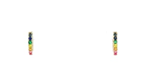 28 ct. t.w. Multi-Gemstone Huggie Hoop Earrings in 14kt Yellow Gold. 38