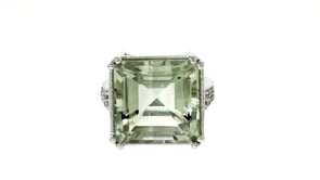 16.15 Carat Prasiolite and .19 ct. t.w. Diamond Ring in Sterling Silver