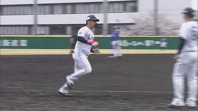 【ファーム】ライオンズ・岸潤一郎 レフトへ今季公式戦初ヒットとなる第1号ソロホームランを放つ!!   2023年3月24日 埼玉西武ライオンズ 対 横浜DeNAベイスターズ