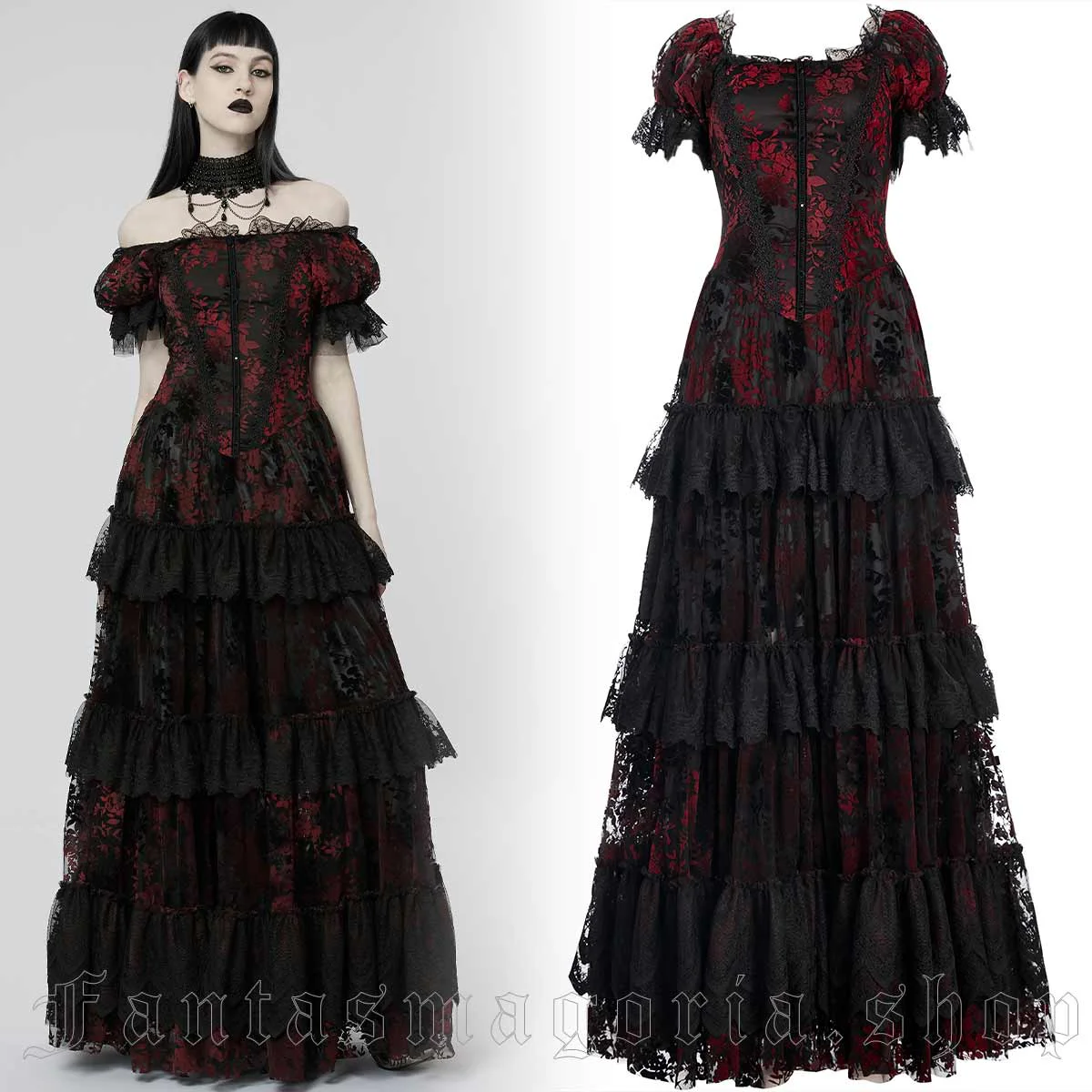 Dark Palace Black Red Dress - Punk Rave