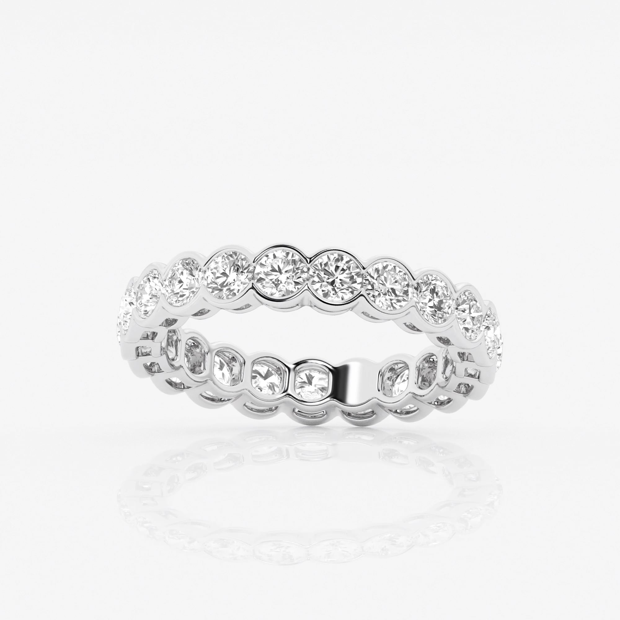 product video for 2 ctw Round Lab Grown Diamond Half Bezel Eternity Band - 3.6mm Width