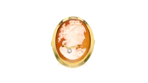 Italian Orange Shell Cameo Ring in 18kt Gold Over Sterling