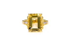 7.35 Carat Citrine Ring with White Topaz Accents in 18kt Gold Over Sterling