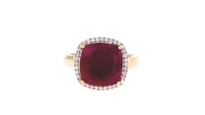 6.30 Carat Ruby and .16 ct. t.w. Diamond Ring in 14kt Yellow Gold