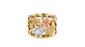 Italian 14kt Tri-Colored Gold Floral Ring