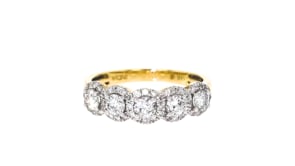 1.00 ct. t.w. Diamond Five-Stone Halo Ring in 14kt Yellow Gold