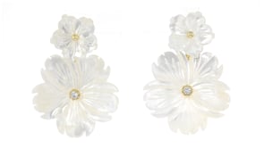 Mother-of-Pearl and .20 ct. t.w. White Topaz Flower Removable Drop Earrings with 18kt Gold Over Sterling