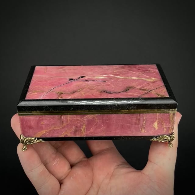 Rhodonite carved box