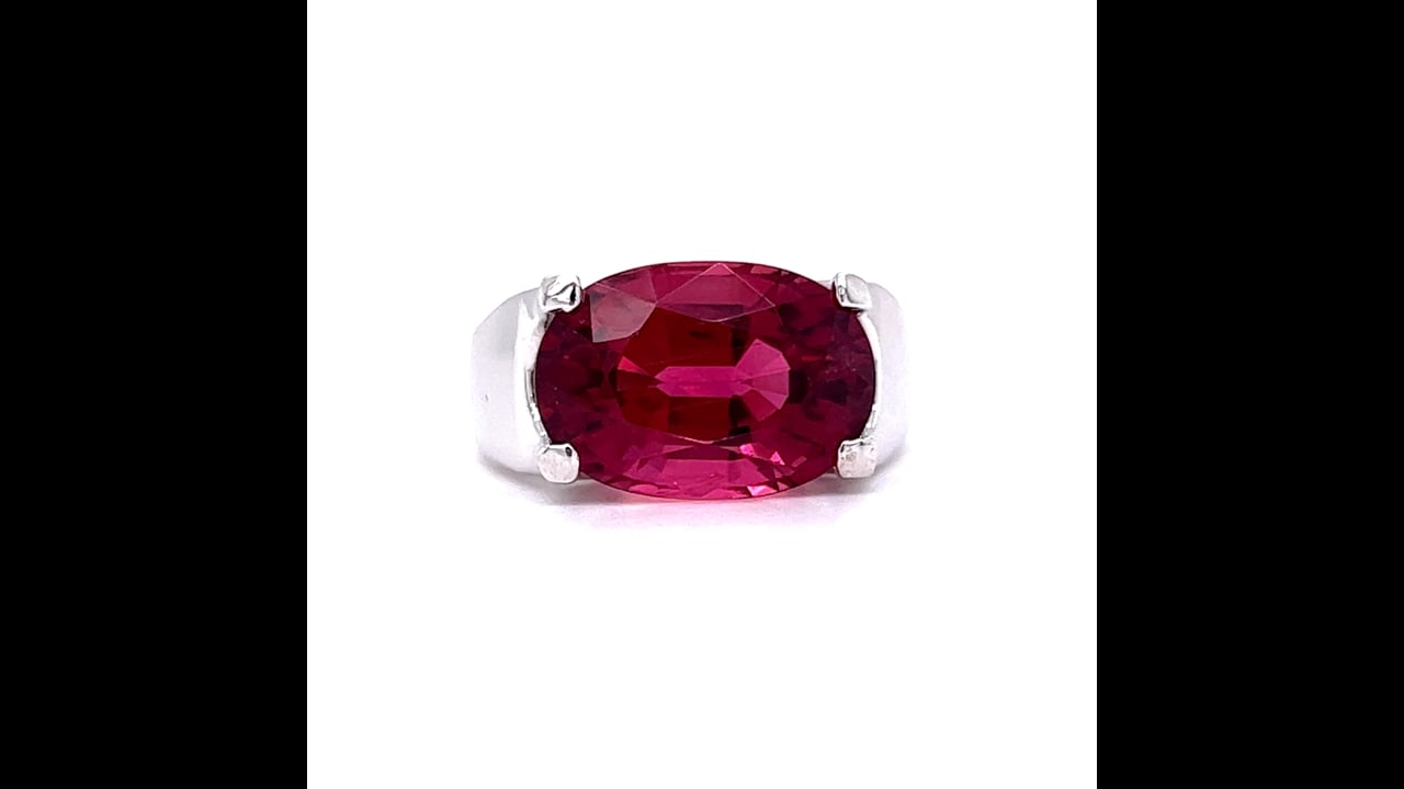 Bague En Argent 925 Avec Une Tourmaline Rubellite Rose De 7,70 Carats - Certificat AGI - Taille 59 - Neuf Sans Emballage