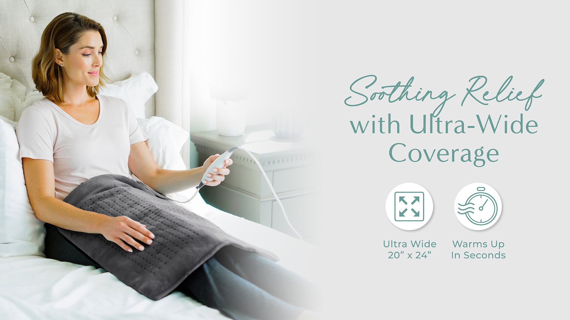 PureRelief™ XXL UltraWide Microplush Heating Pad on Vimeo