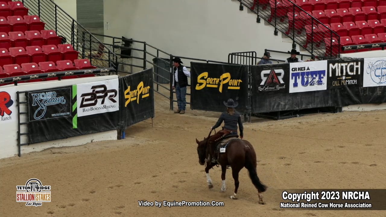 ZAK 34 shown by JUSTIN WRIGHT 2023 NRCHA Stallion Stakes (Rein, Open