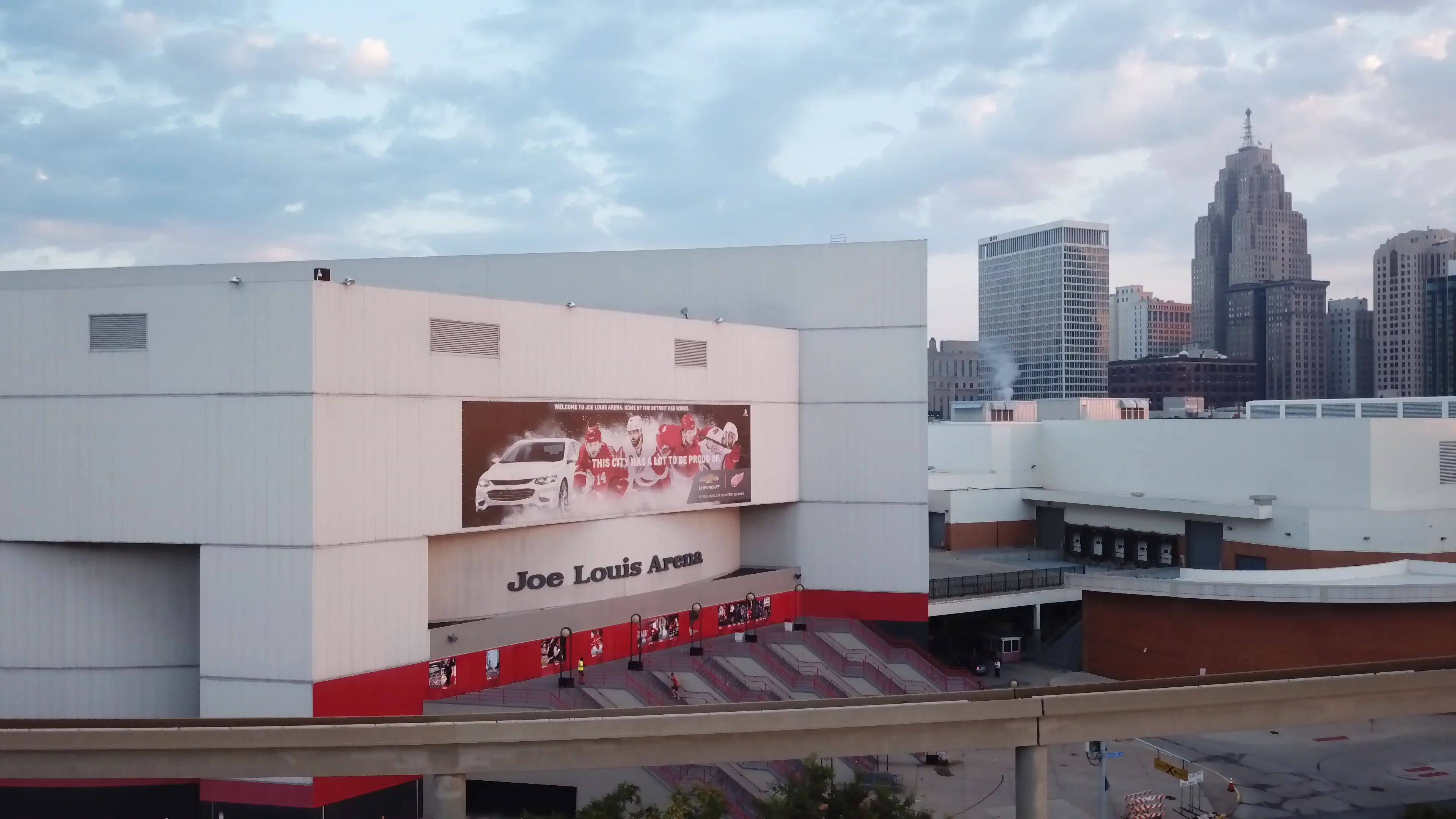 Joe Louis Arena, Detroit, Aerial of The Joe Louis Arena wit…